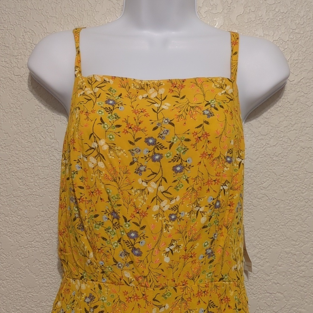 Old Navy yellow floral sleeveless square neck straight leg jumpsuit - Picture 10 of 13